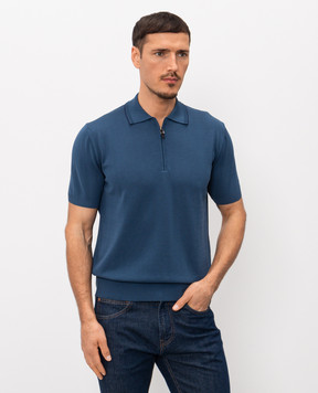 Canali Синє поло з блискавкою MK02460C1165