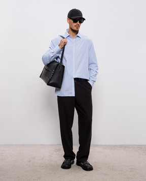 JW Anderson Голубая рубашка в полоску с монограммой SH0367PG1890