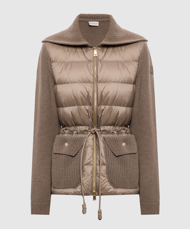Moncler Коричневая комбинированная куртка L20939B00017M4281