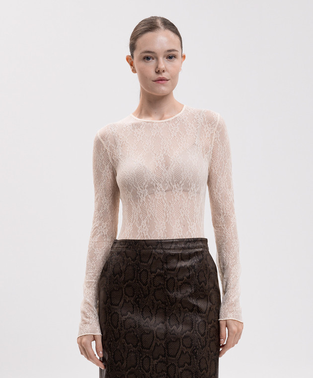 Twinset Боди цвета айвори из кружева 262LI2NEE изображение 3