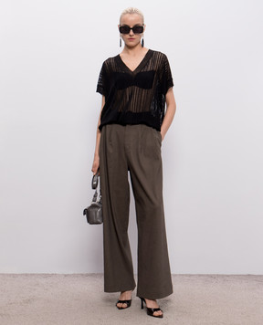 UMA WANG Штани Paella кольору хакі з льоном UW3018