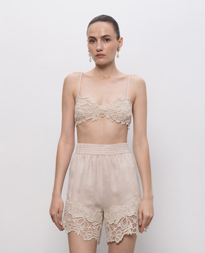 Ermanno Scervino Life Рожевий топ з льону з мереживом D484L608GQI