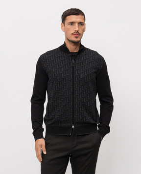 Stefano Ricci Черный кардиган с шелком K818108R31F26174