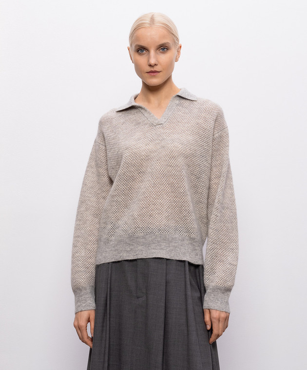 Brunello Cucinelli Серый свитер с шерстью с люрексом MGG270505P изображение 3