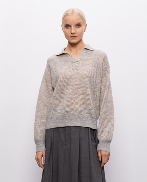 Brunello Cucinelli Сірий светр з вовною з люрексом MGG270505P