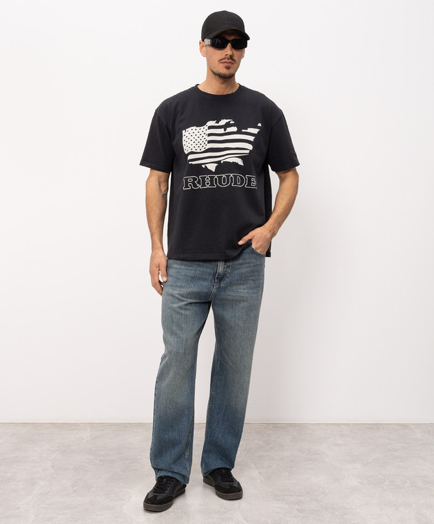 Rhude Черная футболка с принтом RHSS26TT08012 изображение 2