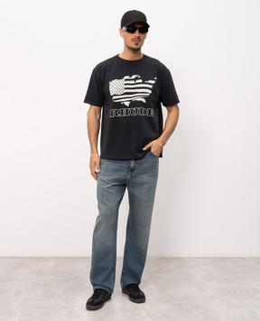 Rhude Чорна футболка з принтом RHSS26TT08012