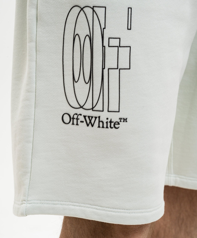 Off-White Зелені шорти з принтом Double Arrow 44MCI013S26F004 зображення 5