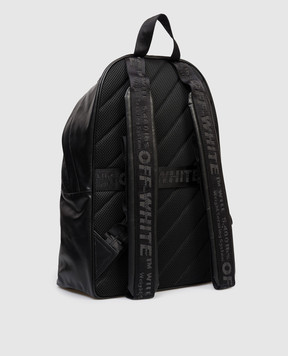 Off-White Чорний шкіряний рюкзак з фактурним логотипом OMNB126S26LEA001