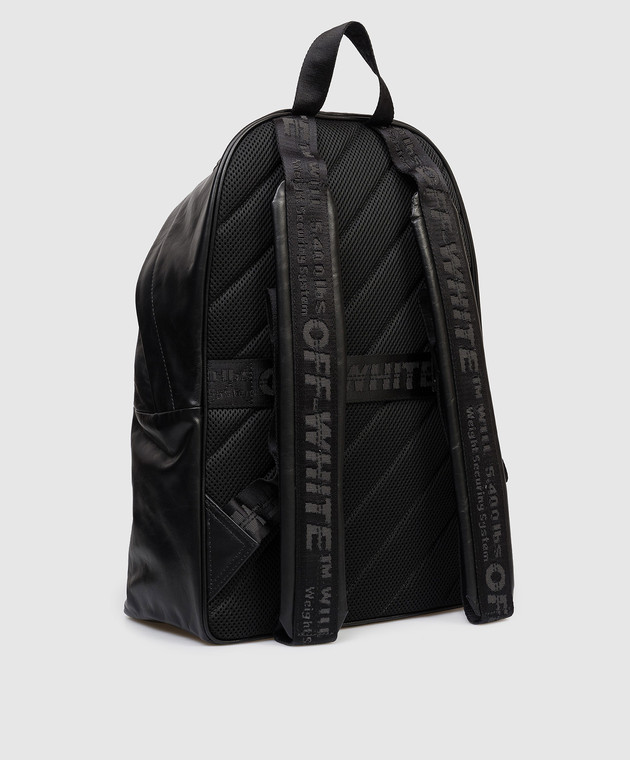 Off-White Чорний шкіряний рюкзак з фактурним логотипом OMNB126S26LEA001 зображення 3
