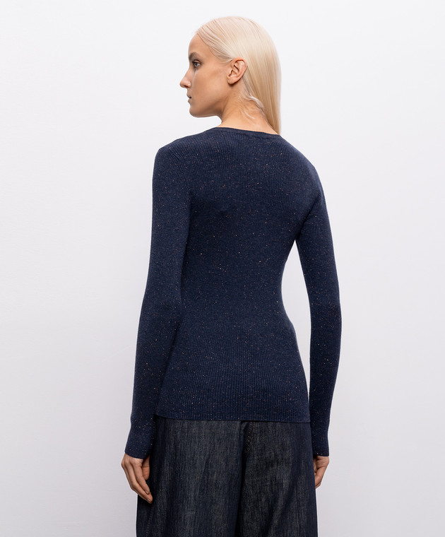 Brunello Cucinelli Синий топ с кашемиром с люрексом M9A822212P изображение 4