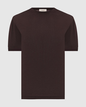Agnona Коричнева футболка з шовком KT11U150Q1812