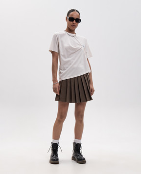 Maison Margiela MM6 Коричневая юбка-плиссе с шерстью S52MC0024M35436