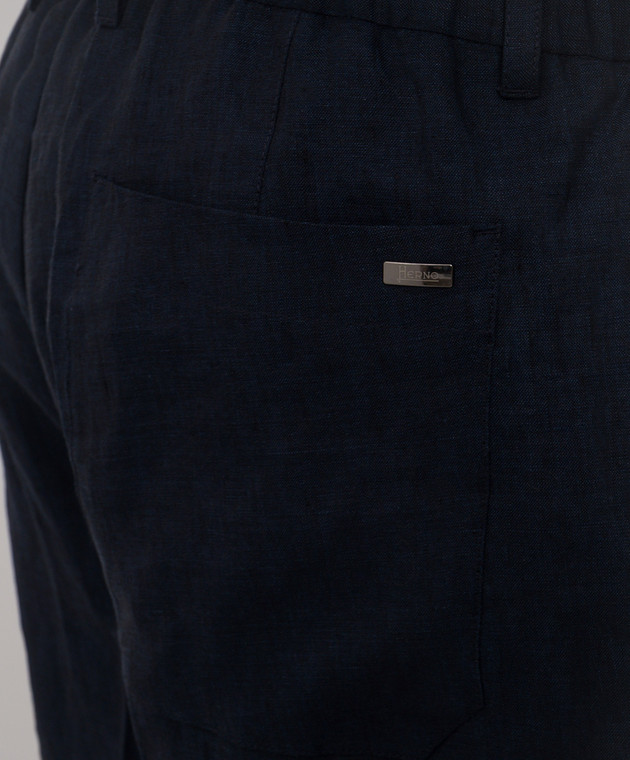 Herno Сині шорти з льону з відворотами PT000191U17158 зображення 5