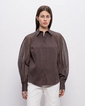 Brunello Cucinelli Коричневая блуза с цепочкой мониль M0091MO516