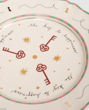 Bitossi Home Белая фарфоровая обеденная тарелка Keys PAN01003