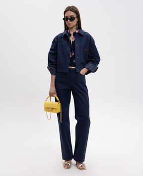 Fendi Синяя блузка из шелка в цветочный принт FS8357AW9H