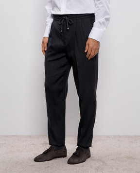 Brunello Cucinelli Сірі штани з льону та вовни MZ408E1710