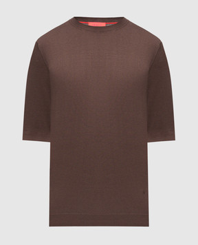 ISAIA Коричнева футболка із шовку MG8260Y0470