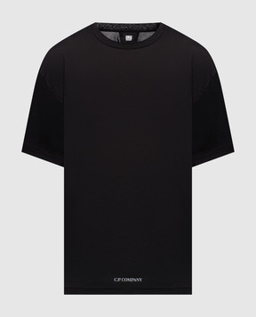 C.P. Company Чорна футболка з принтом логотипа MTS243A110666W