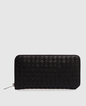 Bottega Veneta Черный кожаный кошелек Intrecciato Piccolo 861796V6PD1