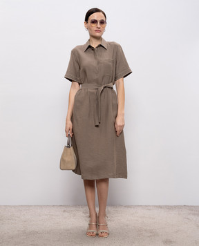 Peserico Коричнева сукня з льоном A0203905435