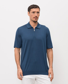 Bertolo Cashmere Синє поло із шовку 9002700000265860