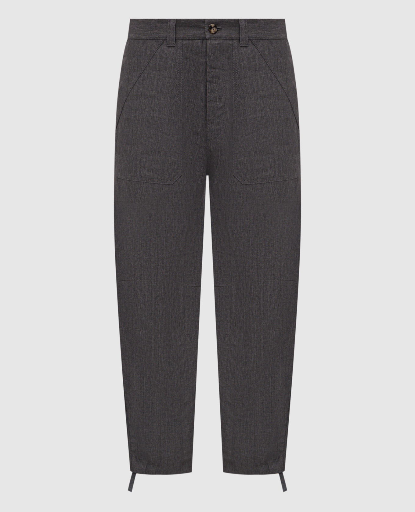 

Серые брюки из льна, Серый, Зауженные брюки