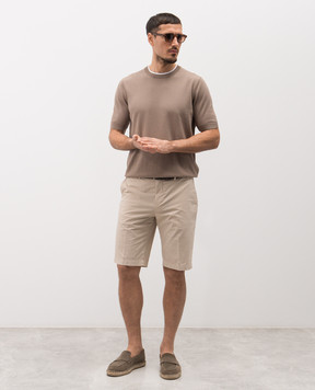 Peserico Коричневая футболка из хлопка с эффектом наложения слоев R59486F149173N