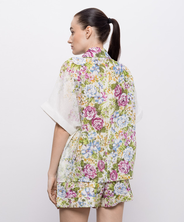 Christy Lynn Біла сорочка Rosa з льону в принт CLB356F55 зображення 4