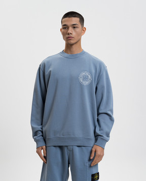 Stone Island Блакитний світшот з принтом логотипа L1S156100001S0283