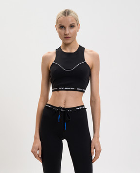 Off-White Черный топ с контрастным логотипом 2VO05QS26JER001