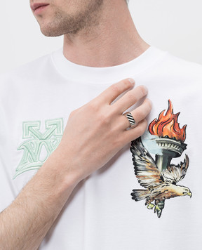Off-White Срібляста каблучка з емблемою Diag OMOC07NC99MET001
