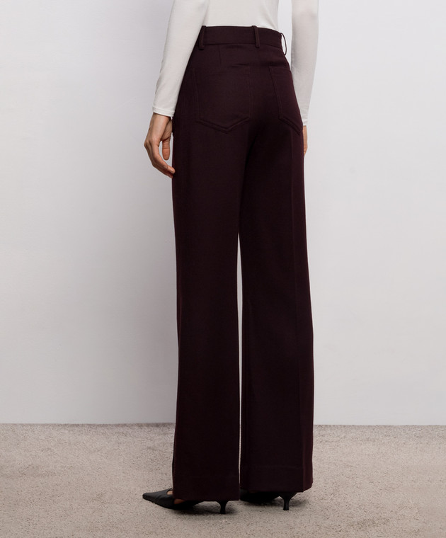 Victoria Beckham Бордовые штаны клеш Alina из шерсти 1226WTR005115S изображение 4