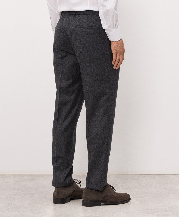 Brunello Cucinelli Темно-серые брюки из шерсти ME226E1710 изображение 4