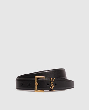 Saint Laurent Черный кожаный ремень Cassandre 634437BOO0W