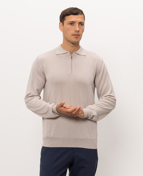 Cashmere&Whiskey Бежевое поло из шерсти, шелка и кашемира 474Z