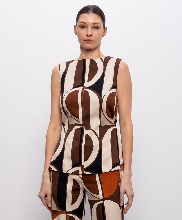 Marco Pescarolo Бежевий топ із шовком в принт Dolly DOLLYD5393 зображення 3