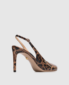 Babe Pay Pls Шкіряні лаковані слінгбеки в леопардовий принт 237804LA