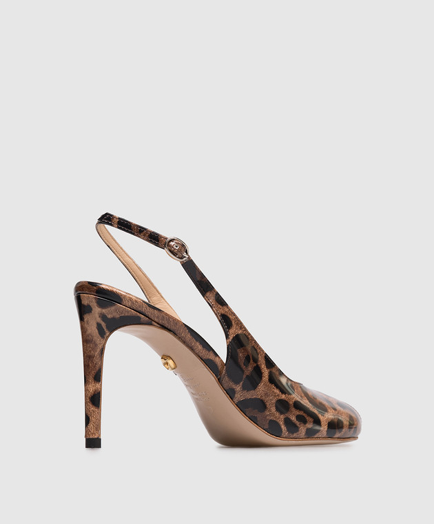 Babe Pay Pls Шкіряні лаковані слінгбеки в леопардовий принт 237804LA зображення 3