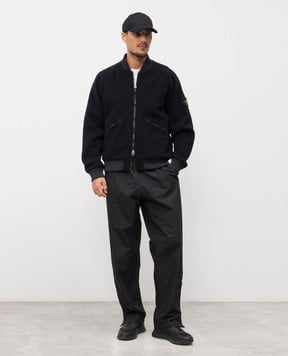 Stone Island Синій бомбер з вовною з логотипом K2S154100111S0214