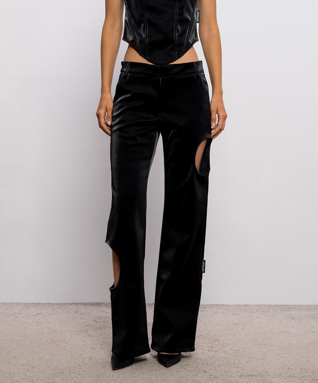 Off-White Черные брюки с фигурными вырезами 2FH00110B изображение 3