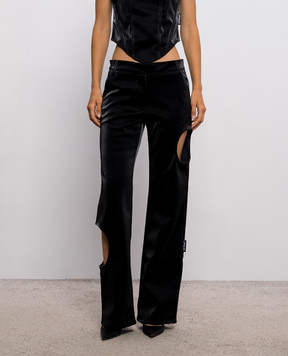 Off-White Черные брюки с фигурными вырезами 2FH00110B