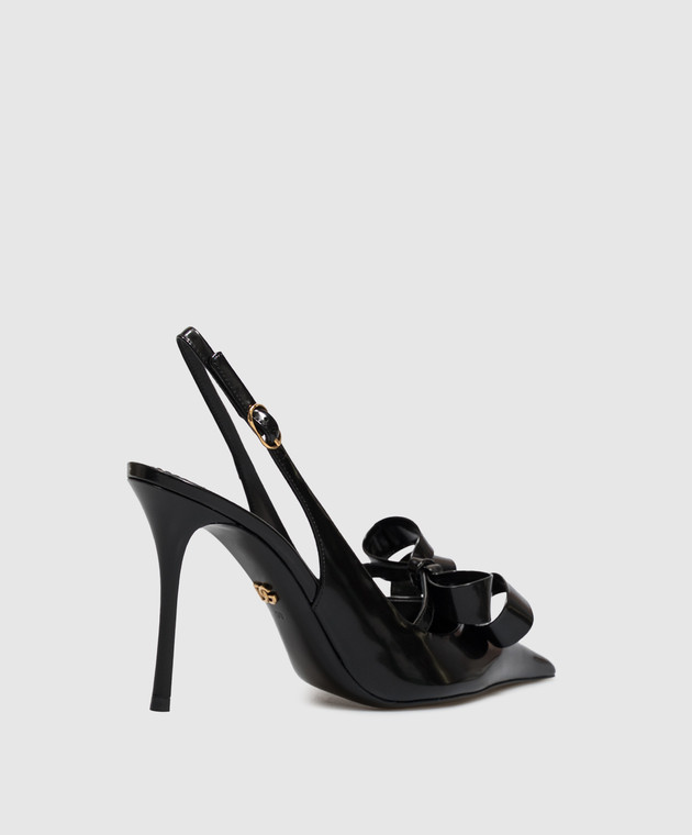 Dolce&Gabbana Черные кожаные глянцевые слингбеки с бантами CG1114A1037 изображение 3