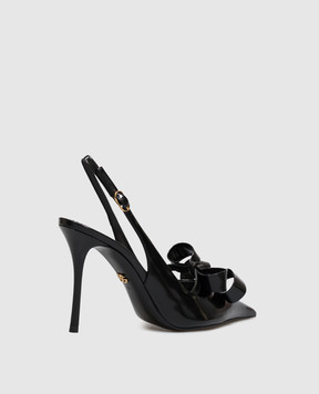 Dolce&Gabbana Черные кожаные глянцевые слингбеки с бантами CG1114A1037