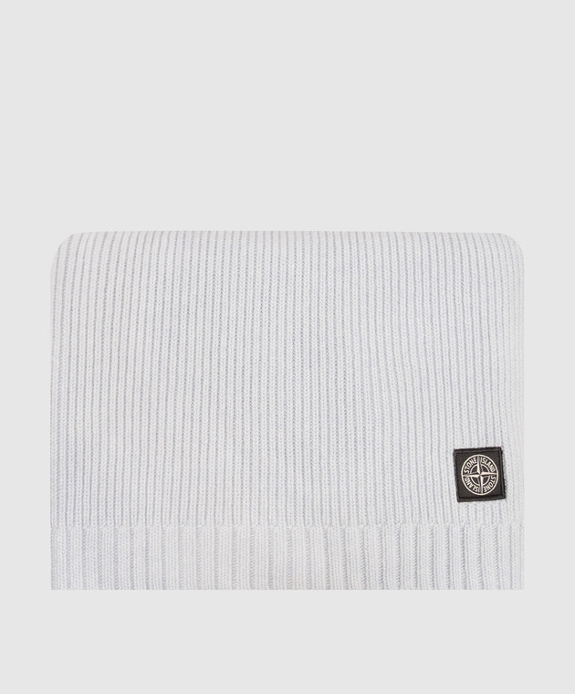 Stone Island Детский голубой комплект из кардигана, шапки и пледа с шерстью и кашемиром L2S16M200001S0M10 изображение 5
