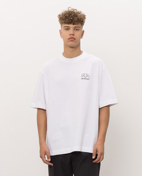 Off-White Біла футболка з принтом логотипа та емблеми 44MAA120F26J01E