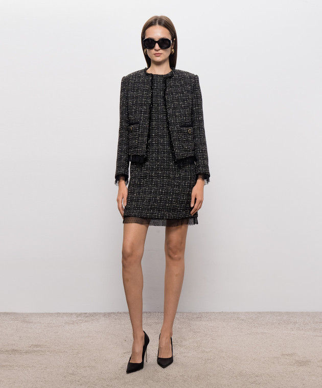 Twinset Черное твидовое платье 262TP2086 изображение 2