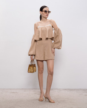 Twinset Бежевий комбінезон з льоном зі знімними рукавами 261TF2100