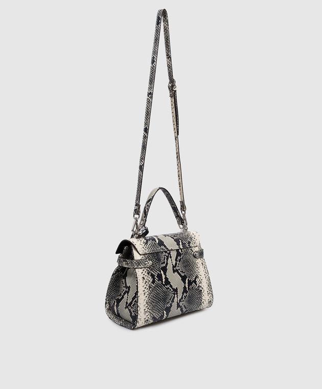 Gianni Notaro Бежева шкіряна сумка-сетчел з тисненням під шкіру рептилії 099PITSTAMPNIKEL зображення 3